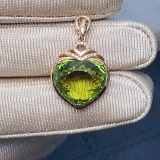 14k Gold 9.54 Ctw Natural Tourmaline & Diamond Pendant