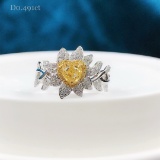 14k Gold 0.49 Ct Natural Yellow Diamond & Diamond Ring