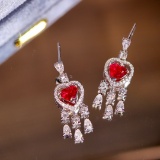 14k Gold 1.82 Ct Natural Ruby & Diamond Earrings