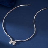 14k Gold 3.96 Ctw Natural H Diamond & Butterfly Necklace