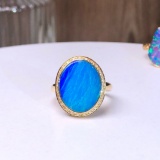 14k Gold 3.99 Ctw Natural Opal & Diamond Ring