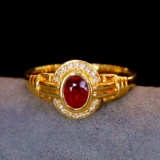 14k Gold 0.53 Ctw Natural Ruby & Diamond Ring