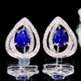 14k Gold 2.24 Ctw Natural Sapphire & Diamond Earrings