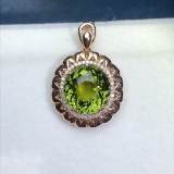 14k Gold 9.2 Ct Natural Tourmaline & Diamond Pendant