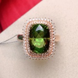 14k Gold 4.92 Ctw Natural Tourmaline & Diamond Ring