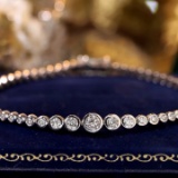 14k Gold 1.55 Ctw Natural H Diamond Bracelet
