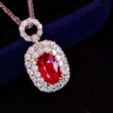 14k Gold 1.97 Ctw Natural Ruby & Diamond Pendant