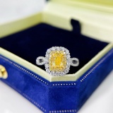 14k Gold 1.60 Ctw Natural Yellow Diamond & Diamond Ring