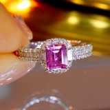 14k Gold 0.94 Ctw Natural Padparadscha Sapphire & Diamond Ring