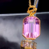14k Gold 17 Ct Natural Kunzite Necklace