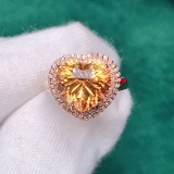 14k Gold 4.54 Ctw Natural Citrine & Diamond Ring