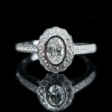 Gia Certified 14k Gold 0.30 Ct Natural G If Oval Diamond Ring