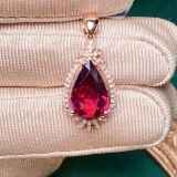 14k Gold 3.72 Ctw Natural Tourmaline & Diamond Pendant