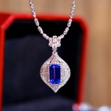 14k Gold 2.1 Ct Natural Sapphire & Diamond Pendant