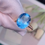 14k Gold 6.23 Ctw Natural Topaz & Diamond Ring