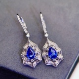 14k Gold 2.26 Ctw Natural Sapphire & Diamond Earrings