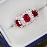 14k Gold 1.33 Ctw Vivid Red Natural Ruby & Diamond Ring