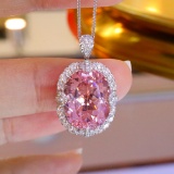 14k Gold 7.24 Ctw Natural Morganite & Diamond Pendant