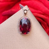 14k Gold 4.93 Ctw Natural Tourmaline & Diamond Pendant
