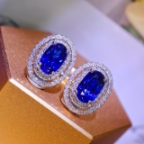 14k Gold 2.76 Ctw Natural Sapphire & Diamond Earrings