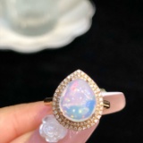 14k Gold 2.91 Ct Natural Opal & Diamond Ring