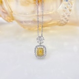 14k Gold 0.46 Ctw Natural Yellow Diamond & Diamond Necklace