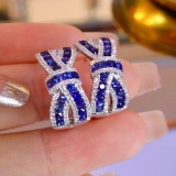 14k Gold 2.34 Ctw Natural Sapphire & Diamond Earrings