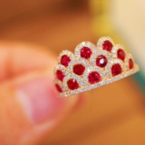 14k Gold 1.14 Ctw Vivid Red Natural Ruby & Diamond Ring