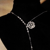 14k Gold 0.85 Ct Natural H Diamond & Flowers Necklace