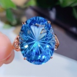 14k Gold 14.39 Ctw Natural Topaz & Diamond Ring