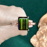 14k Gold 4.74 Ctw Natural Tourmaline & Diamond Ring