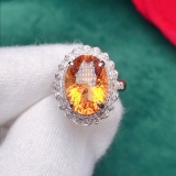 14k Gold 5.29 Ctw Natural Citrine & Diamond Ring