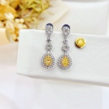 14k Gold 0.80 Ctw Natural Yellow Diamond & Diamond Earrings