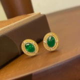 14k Gold 0.82 Ctw Vivid Green Natural Emerald & Diamond Earrings