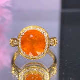 14k Gold 5.35 Ct Natural Spessartine & Diamond Ring