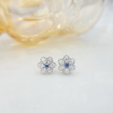 14k Gold 0.84 Ctw Natural Blue Diamond & Diamond Earrings
