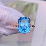 14k Gold 7.58 Ctw Natural Topaz & Diamond Ring