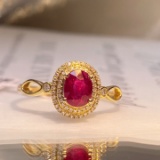 14k Gold 1.00 Ct Vivid Red Natural Ruby & Diamond Ring