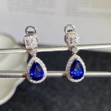 14k Gold 2.99 Ctw Natural Sapphire & Diamond Earrings