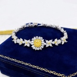 14k Gold 4.48 Ctw Natural Yellow Diamond & Diamond Bracelet