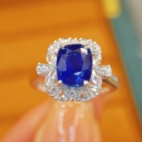14k Gold 3.55 Ctw Natural Sapphire & Diamond Ring