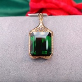 14k Gold 15.10 Ct Natural Tourmaline & Diamond Pendant