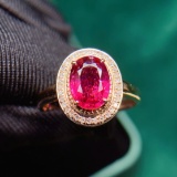 14k Gold 1.85 Ctw Natural Tourmaline & Diamond Ring