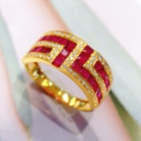 14k Gold 1.6 Ct Vivid Red Natural Ruby & Diamond Ring
