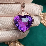 14k Gold 26.87 Ctw Natural Amethyst & Diamond Pendant