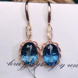 14k Gold 9.29 Ctw Natural Topaz & Diamond Earrings