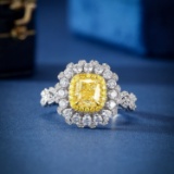 14k Gold 2.00 Ctw Natural Yellow Diamond & Diamond Ring