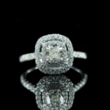 Gia Certified 14k Gold 0.42 Ct Natural H Vvs2 Cushion Diamond Ring