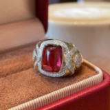 14k Gold 3.5 Ct Natural Tourmaline & Diamond Ring