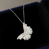 14k Gold 0.8 Ct Natural H Diamond & Butterfly Pendant